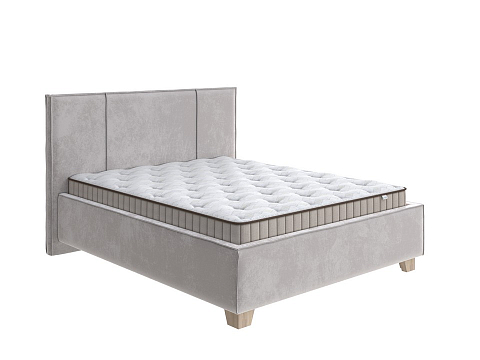Кровать премиум Hygge Line - Мягкая кровать с ножками из массива березы и объемным изголовьем