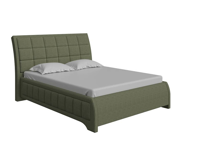 Кровать Foros 80x190 Ткань: Рогожка Тетра Стальной - Кровать необычной формы в стиле арт-деко.