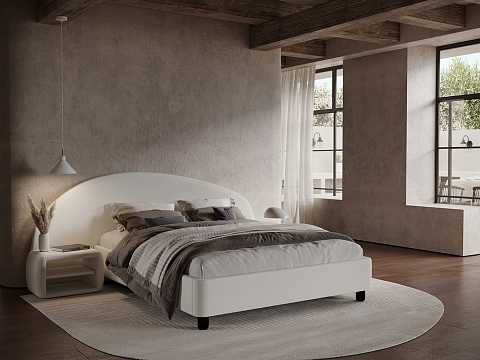 Двуспальная кровать с высоким изголовьем Sten Bro Left - Мягкая кровать с округлым изголовьем на левую сторону