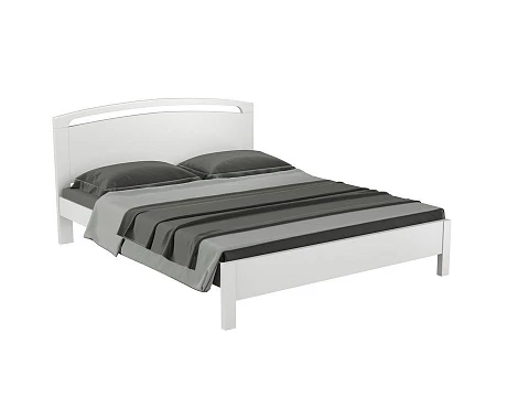 Белая двуспальная кровать Веста 1-тахта-R - Кровать из массива с одинарной резкой в изголовье.