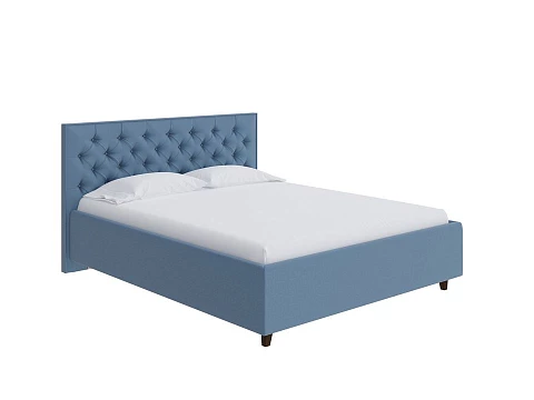 Белая двуспальная кровать Teona - Кровать с высоким изголовьем, украшенным благородной каретной пиковкой.
