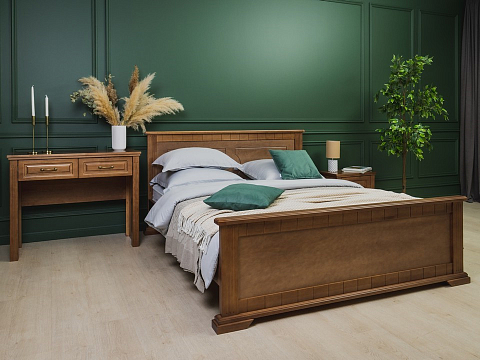 Большая двуспальная кровать Milena-М - Модель из маcсива. Изголовье украшено декоративной резкой.