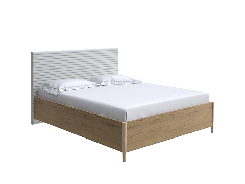 Коричневая кровать Rona - Классическая кровать с геометрической стежкой изголовья
