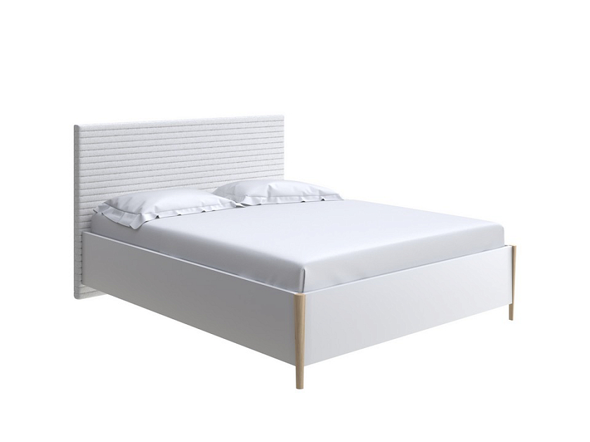 Кровать Rona 90x190 ЛДСП Венге+ткань Дуб Венге/Тетра Графит - Классическая кровать с геометрической стежкой изголовья
