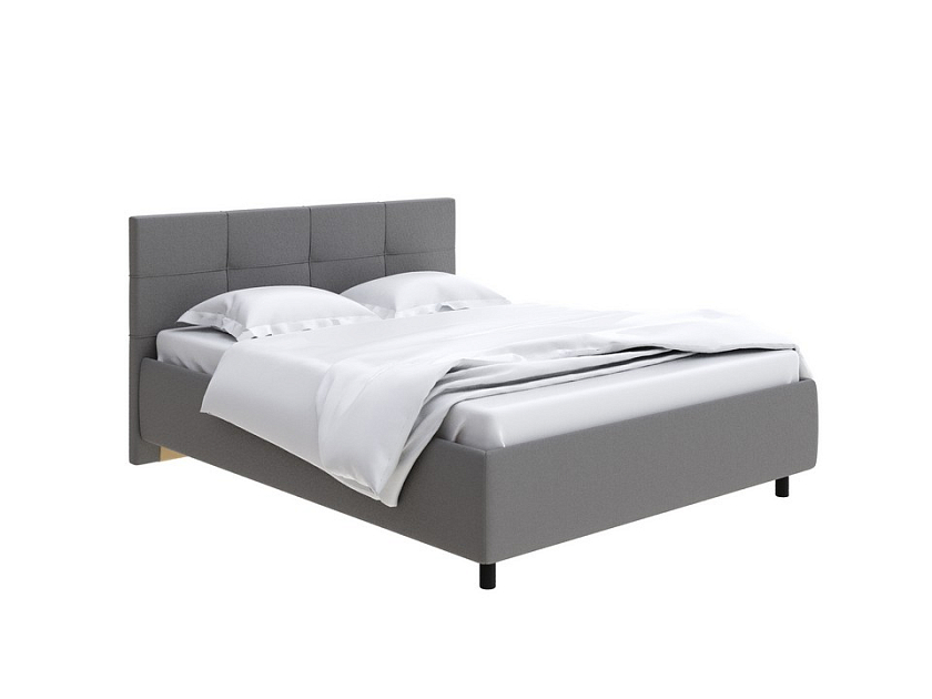 Кровать Next Life 1 80x190 Ткань: Рогожка Тетра Мраморный - Современная кровать в стиле минимализм с декоративной строчкой