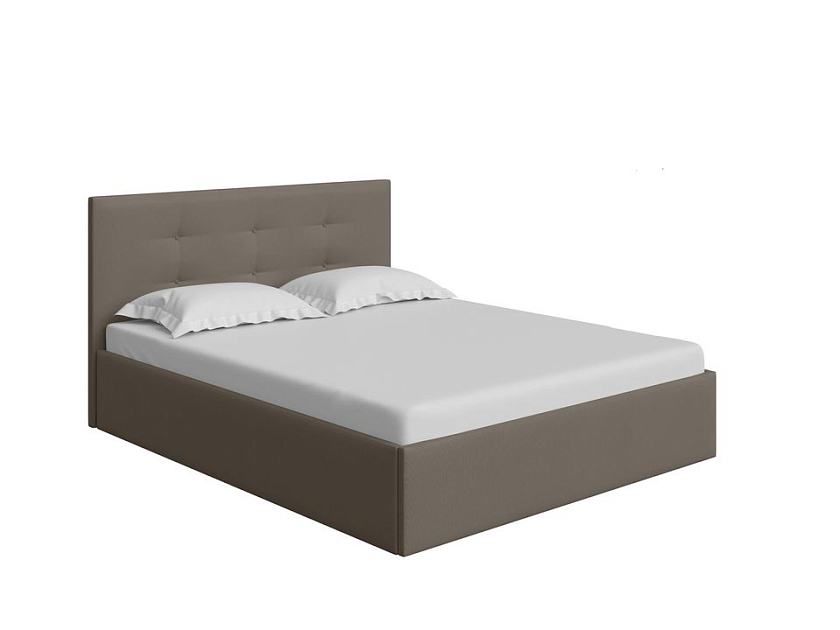 Кровать Forsa 140x200 Ткань: Велюр Ultra Горячий шоколад - Универсальная кровать с мягким изголовьем, выполненным из рогожки.