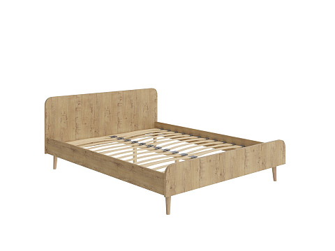 Белая двуспальная кровать Way - Компактная корпусная кровать на деревянных опорах