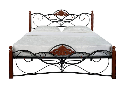 Кровать премиум Garda 2R - Кровать из массива березы с фигурной металлической решеткой.