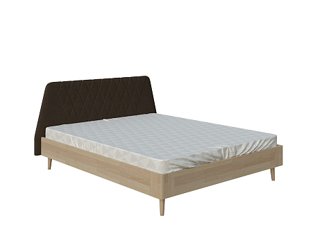 Серая кровать Lagom Hill Wood - Оригинальная кровать без встроенного основания из массива сосны с мягкими элементами.